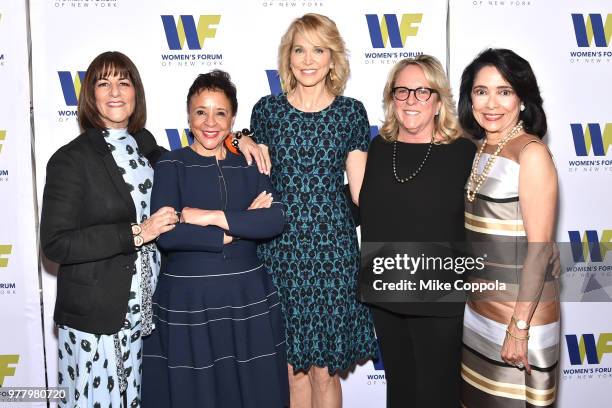 Kay Unger, Sheila Johnson, Paula Zahn, Deirdre Quinn, and Joyce F. Brown attend the 8th Annual Elly Awards hosted by the Women's Forum of New York at...