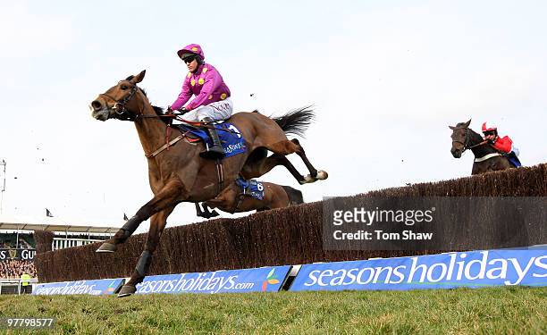 Big Zeb ridden by Barry Geraghty in action on his way to winning the Seasons Holidays Queen Mother Champion Steeple Chase during day 2 of the...