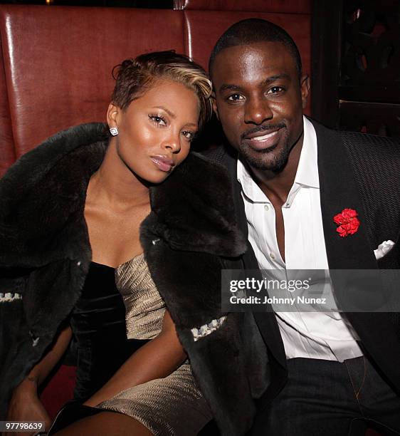 Actress Eva Marcille and actor Lance Gross attend a private after party for "Our Family Wedding" at Katra Lounge on March 9, 2010 in New York City.