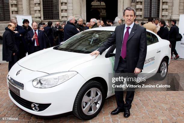 Renault Italia President Jacques Bousquet attends the "E-Moving" Project press conference held at Palazzo Marino on March 17, 2010 in Milan, Italy....