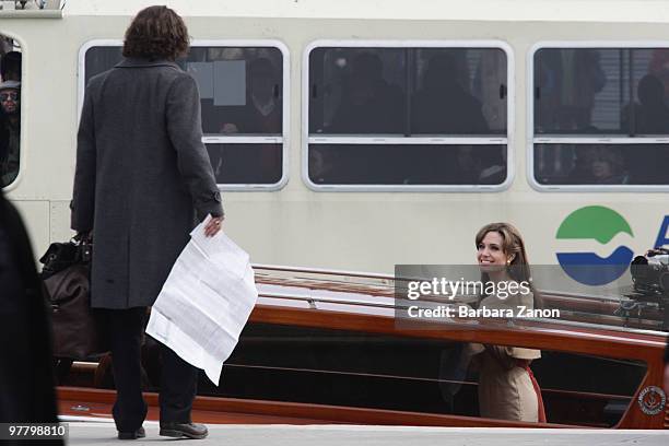 Actors Angelina Jolie and Johnny Depp are seen at the Piazzale della Stazione, filming on location for "The Tourist" on March 17, 2010 in Venice,...