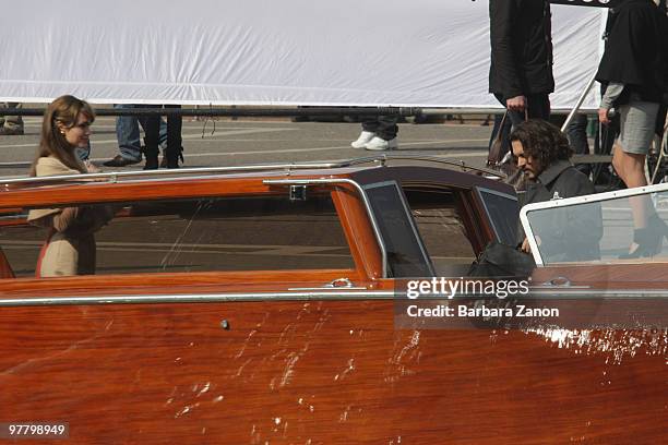 Actors Angelina Jolie and Johnny Depp are seen at the Piazzale della Stazione, filming on location for "The Tourist" on March 17, 2010 in Venice,...