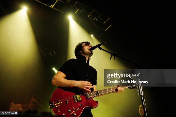 Liam Fray of the Courteeners perform on stage>> at O2 Academy on March 15, 2010 in Bournemouth, England.