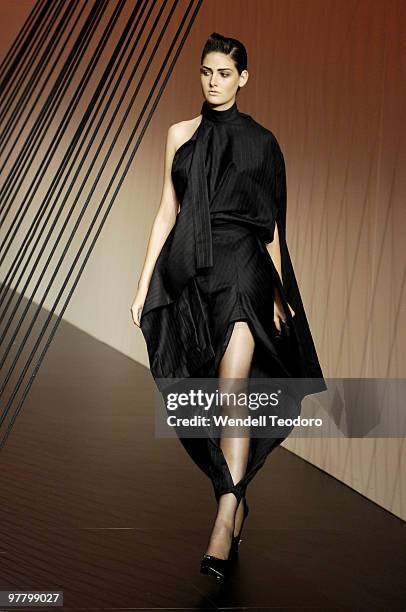 Model showcases designs on the catwalk by Y.HendrikLimah as part of L'Oreal Paris Runway 5 on the third day of the 2010 L'Oreal Melbourne Fashion...