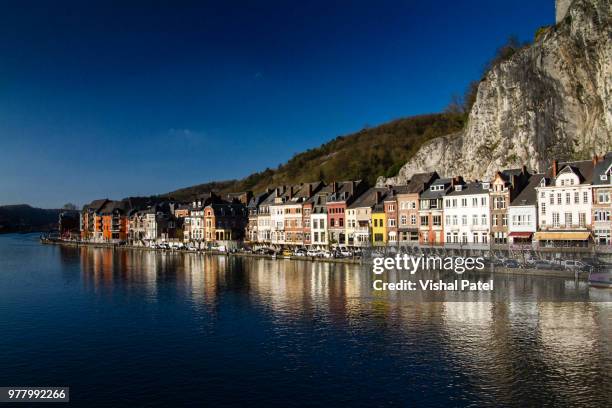 houses over river meuse - meuse river stockfoto's en -beelden