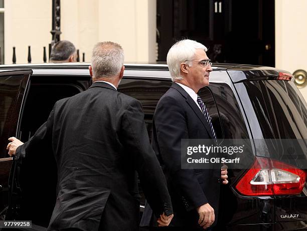 Alistair Darling , the Chancellor of the Exchequer, arrives at Number 11 Downing Street on March 17, 2010 in London, England. A report by the...