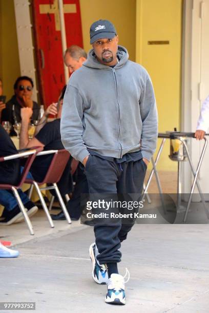 Kanye West seen out and about in Manhattan on June 15, 2018 in New York City.
