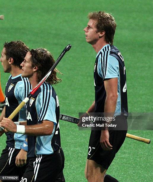 Action from the India Vs Argentina Hockey World Cup match at the Major Dhyan Chand national stadium in New Delhi on March 12, 2010. India lost the...