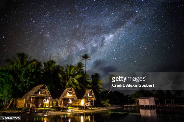 fakarava at night, fakarava, tuamotu, french polynesia - tuamotu islands stock pictures, royalty-free photos & images