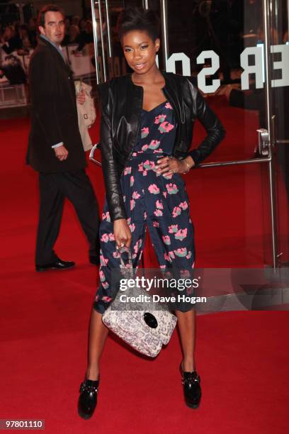 Tolula Adeyemi attends the UK premiere of Remember Me held at The Odeon Leicester Square on March 17, 2010 in London, England.