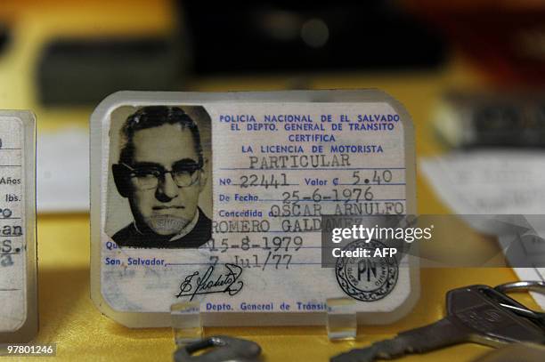 The driver's license of Mons. Oscar Arnulfo Romero at what were his quarters in La Divina Providencia Hospital in San Salvador on March 17 ahead of...