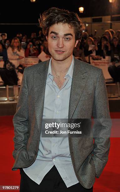 Actor Robert Pattinson attends the 'Remember Me' film premiere at the Odeon Leicester Square on March 17, 2010 in London, England.