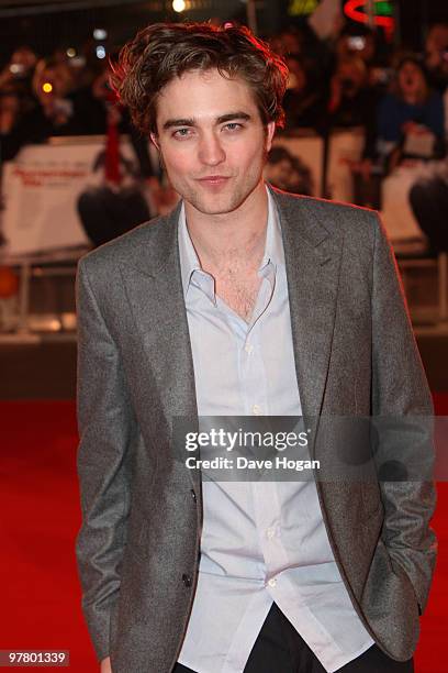 Robert Pattinson attends the UK premiere of Remember Me held at The Odeon Leicester Square on March 17, 2010 in London, England.