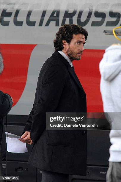 Actor Alessio Boni is seen at the Piazzale della Stazione, filming on location for "The Tourist" on March 17, 2010 in Venice, Italy.