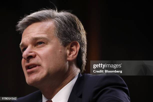 Christopher Wray, director of the Federal Bureau of Investigation , speaks during a Senate Judiciary Committee hearing on the inspector general...