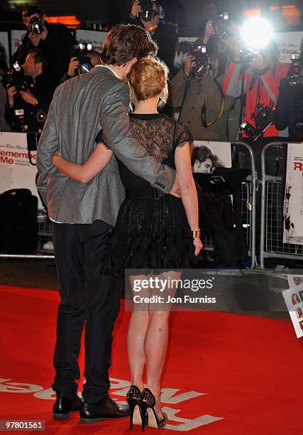 Actress Emilie de Ravin and actor Robert Pattinson attend the 'Remember Me' film premiere at the Odeon Leicester Square on March 17, 2010 in London,...