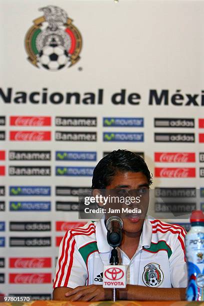 Mexico National team's player Jonathan Dos Santos during a press conference at Mexican Football Territorio Santos modelo on March 16, 2010 in Torreon...