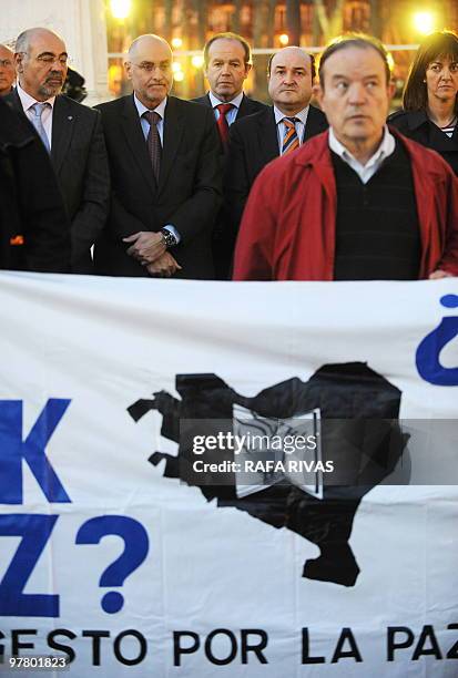 Ruling Basque Socialist Party general secretary for Vizcaya province, Jose Antonio Pastor , Basque government Interior chief Rodolfo Ares , Basque...