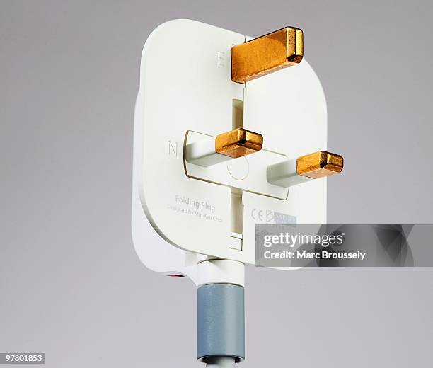 In this photo illustration a detail of the UK folding plug designed by Royal College of Art student Min-Kyu Choi is displayed. The product, due for...