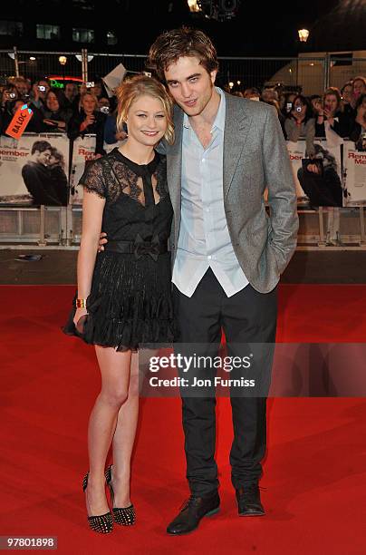 Actress Emilie de Ravin and actor Robert Pattinson attend the 'Remember Me' film premiere at the Odeon Leicester Square on March 17, 2010 in London,...