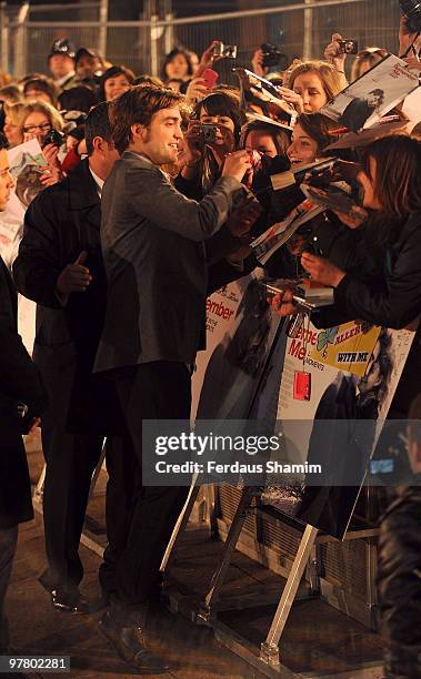 Robert Pattinson attends the UK Premiere of 'Remember Me' at Odeon Leicester Square on March 17, 2010 in London, England.