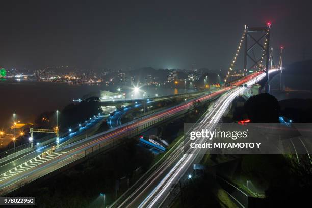 kanmon bridge in the night - miyamoto y stock-fotos und bilder