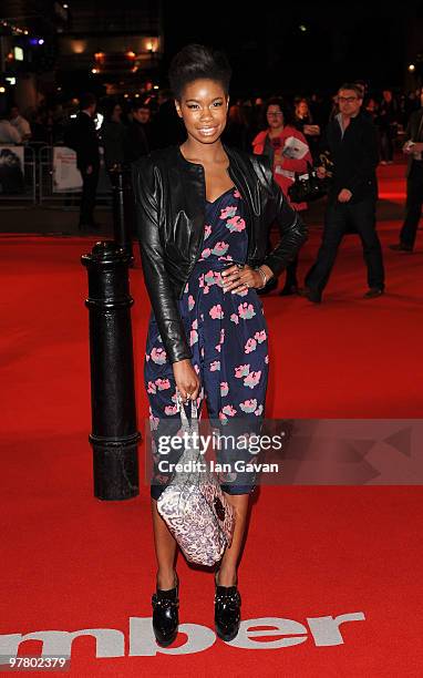 Model Tallulah Adeyemi attends the 'Remember Me' UK film premiere held at the Odeon Leicester Square on March 17, 2010 in London, England.