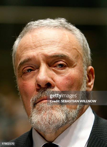 Hungarian author Gyoergy Dalos looks on after being awarded with the Book prize for European understanding 2010, on March 17, 2010 in Leipzig, durig...