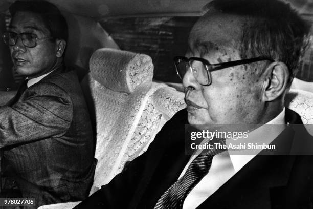 Nippon Telegraph and Telephone Chairman HIsashi Shinto is seen on departure at his home on December 14, 1988 in Tokyo, Japan.