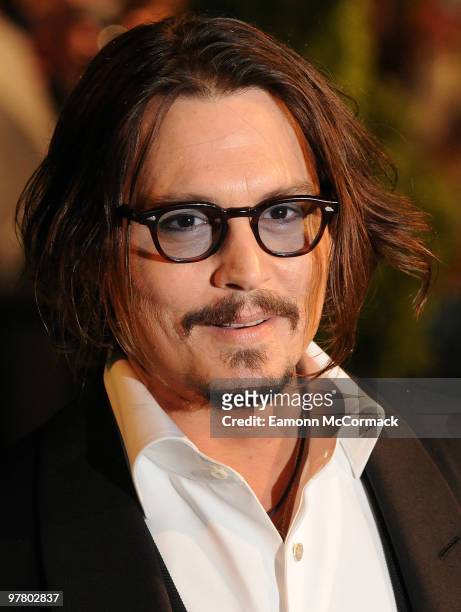Johnny Depp attends the Royal World Premiere of Tim Burton's 'Alice In Wonderland' at Odeon Leicester Square on February 25, 2010 in London, England.