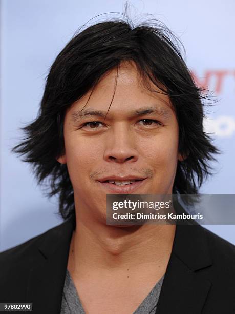 Actor Chaske Spencer attends the premiere of "The Bounty Hunter" at Ziegfeld Theatre on March 16, 2010 in New York, New York City.