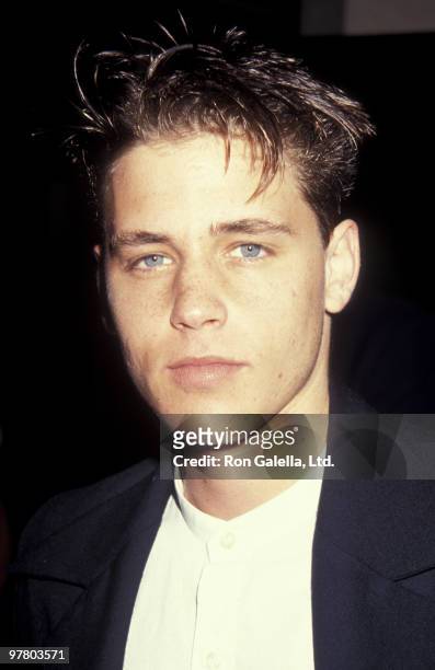 Actor Corey Haim attends Scott Newman Center Benefit Honoring George Schlatter on November 1, 1992 at the Beverly Hilton Hotel in Beverly Hills,...