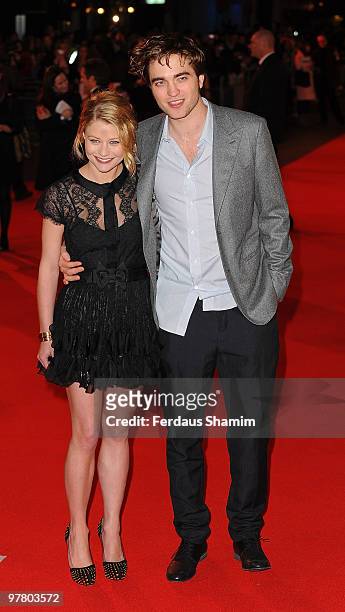 Emllie de Raven and Robert Pattison attends the UK Premiere of Remember Me at Odeon Leicester Square on March 17, 2010 in London, England.