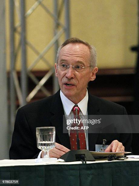 Acting Special Representative and Head of the Stabilization Mission in Haiti Edmond Mulet addresses the audience --delegations from 28 countries and...