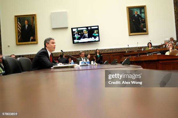 Education Secretary Arne Duncan testifies during a hearing before the House Education and Labor Committee March 17, 2010 on Capitol Hill in...