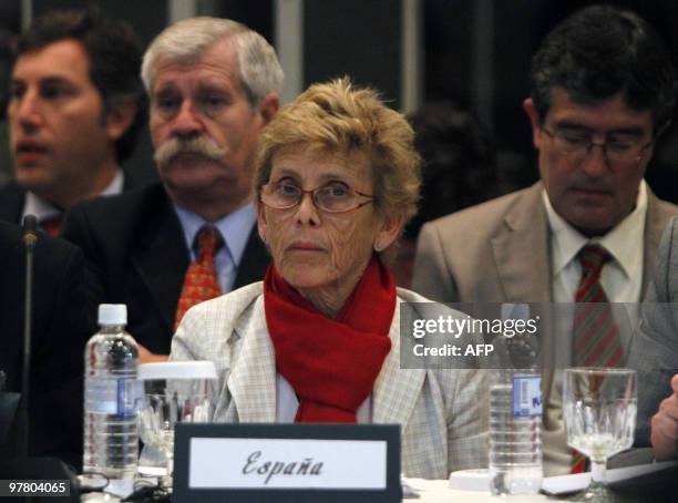 Spain's special ambassador for the reconstruction of Haiti Cristina Barrios takes part in a preparatory meeting on March 17, 2010 in Santo Domingo,...