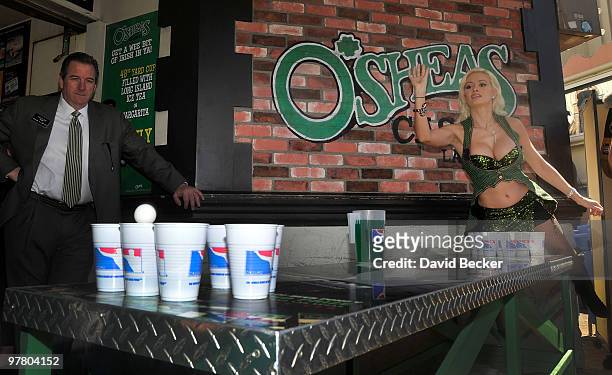 Television personality and model Holly Madison attends the kickoff of O'Sheas' four-day block party in celebration of St. Patrick's Day at O'Sheas...
