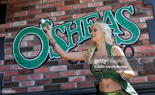 Television personality and model Holly Madison attends the kickoff of O'Sheas' four-day block party in celebration of St. Patrick's Day at O'Sheas...