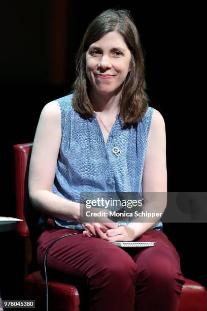 Cynthia Littleton speaks on stage during SAG-AFTRA Foundation Conversations: "The Assassination Of Gianni Versace: American Crime Story" at The Robin...
