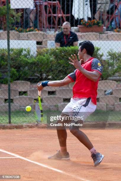 Hugo Dellien during match between Hugo Dellien and Martin Cuevas during day 3 at the Internazionali di Tennis Citt dell'Aquila in L'Aquila, Italy, on...