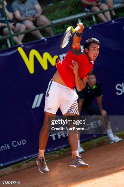 Hugo Dellien during match between Hugo Dellien and Martin Cuevas during day 3 at the Internazionali di Tennis Citt dell'Aquila in L'Aquila, Italy, on...