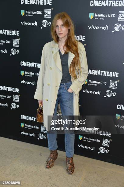 Agathe Bonitzer attends the "Un Couteau Dans Le Coeur" Paris premiere at la cinematheque on June 18, 2018 in Paris, France.