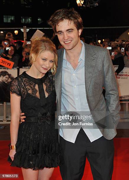 Actress Emilie de Ravin and actor Robert Pattinson attend the 'Remember Me' film premiere at the Odeon Leicester Square on March 17, 2010 in London,...