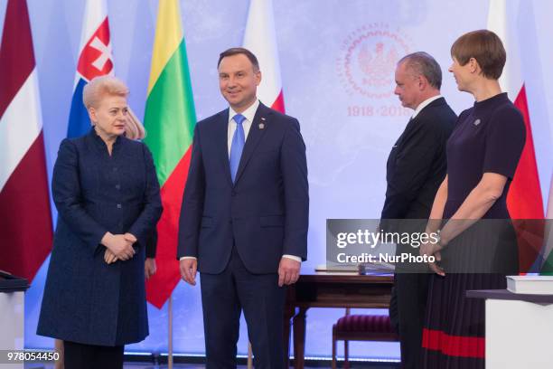 President of Slovakia Andrej Kiska, President of Lithuania Dalia Grybauskaite, Polish President Andrzej Duda and President of Estonia Kersti...