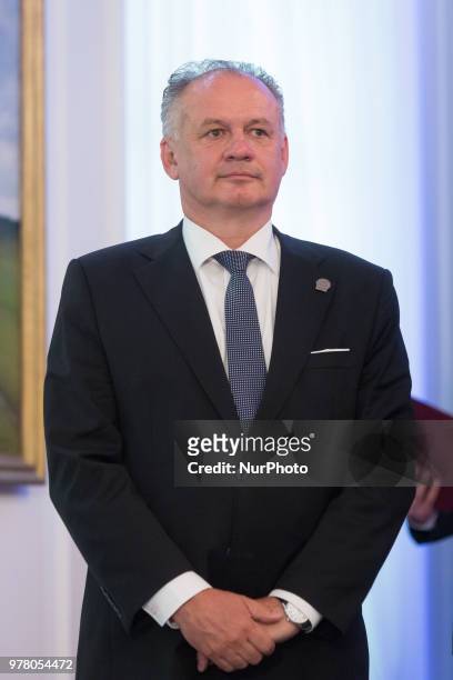 President of Slovakia Andrej Kiska attend the Poland's Independence 100th anniversary celebrations at the Belvedere Palace in Warsaw, Poland on 8...