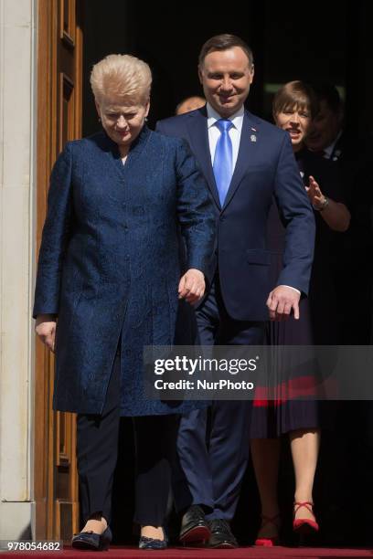 President of Lithuania Dalia Grybauskaite, Polish President Andrzej Duda and President of Estonia Kersti Kaljulaid attend the Poland's Independence...