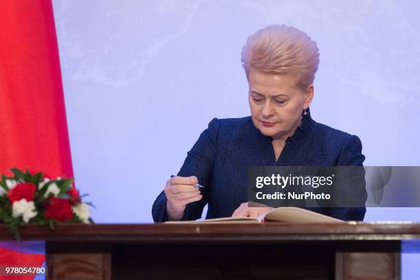 President of Lithuania Dalia Grybauskaite attend the Poland's Independence 100th anniversary celebrations at the Belvedere Palace in Warsaw, Poland...