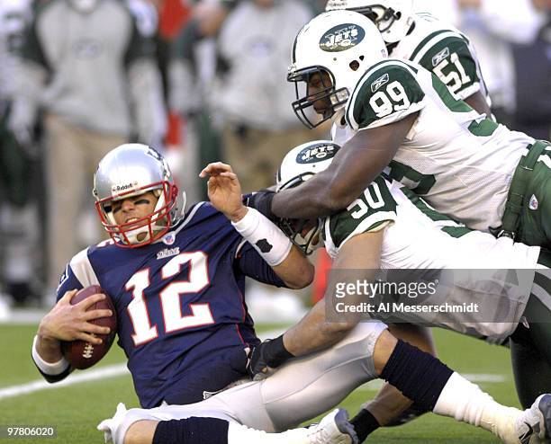 New England Patriots quarterback Tom Brady against the New York Jets an NFL wild card playoff game Jan. 7, 2007 in Foxborough. The Pats won 37 - 16.