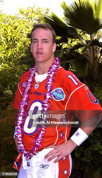 Indianapolis Colts quarterback Peyton Manning at an AFC team practice February 9 for the 2006 Pro Bowl in Honolulu.