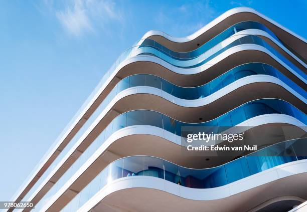 low angle view of modern building, leeuwarden, the netherlands - arquitectura fotografías e imágenes de stock